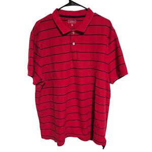 Club Room Polo Shirt Mens Size XXL Red Blue Striped Cotton Blend Casual Top